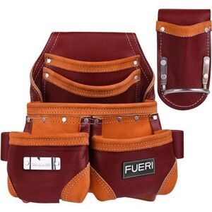 Leather Tool Pouch for Carpenters 5 Pocket Framers Belt Bag Kit | Heavy Duty Bag